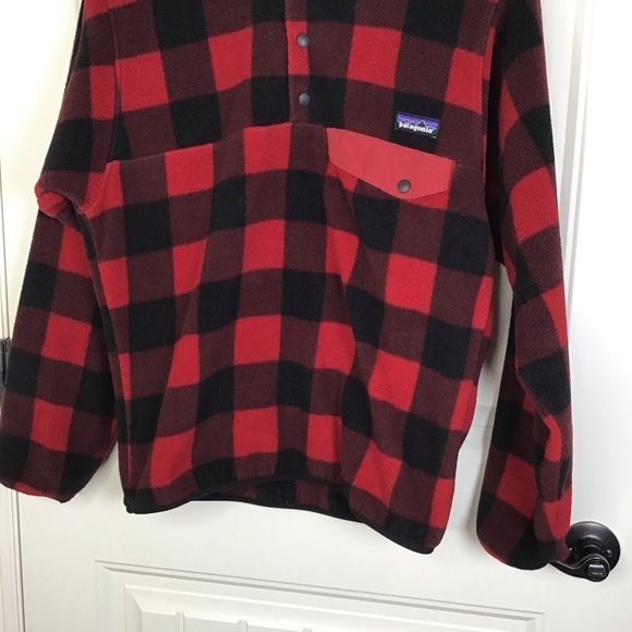 Patagonia Synchilla Snap T Fleece Pullover in Red Buffalo Plaid Size X-Small. - Picture 5 of 12